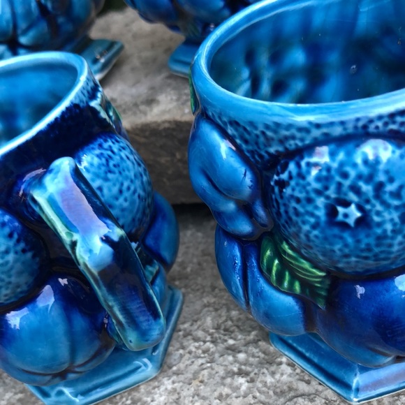 Vintage Mood Indigo Blue Inarco Mugs-Set of 6-EUC-Ceramic-Made in Japan-1960’s - Picture 12 of 15